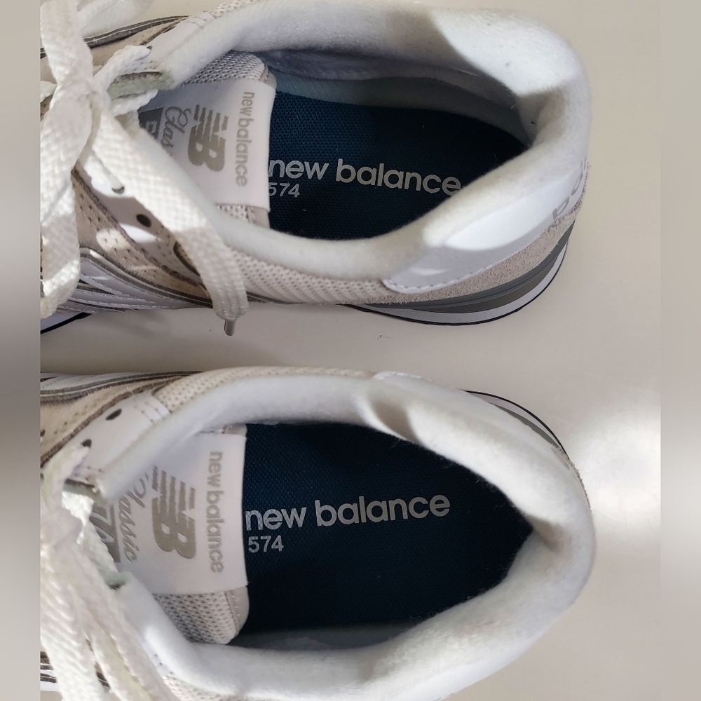 New Balance Classic 574 White/Bone Suede Casual Lace Up Sneakers WM Size US 9 - Picture 6 of 16